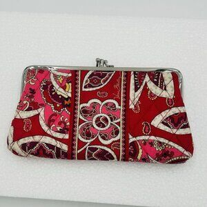Vera Bradley Rosy Posies Retired Kiss Lock Clutch Wallet Quilted Pink Red